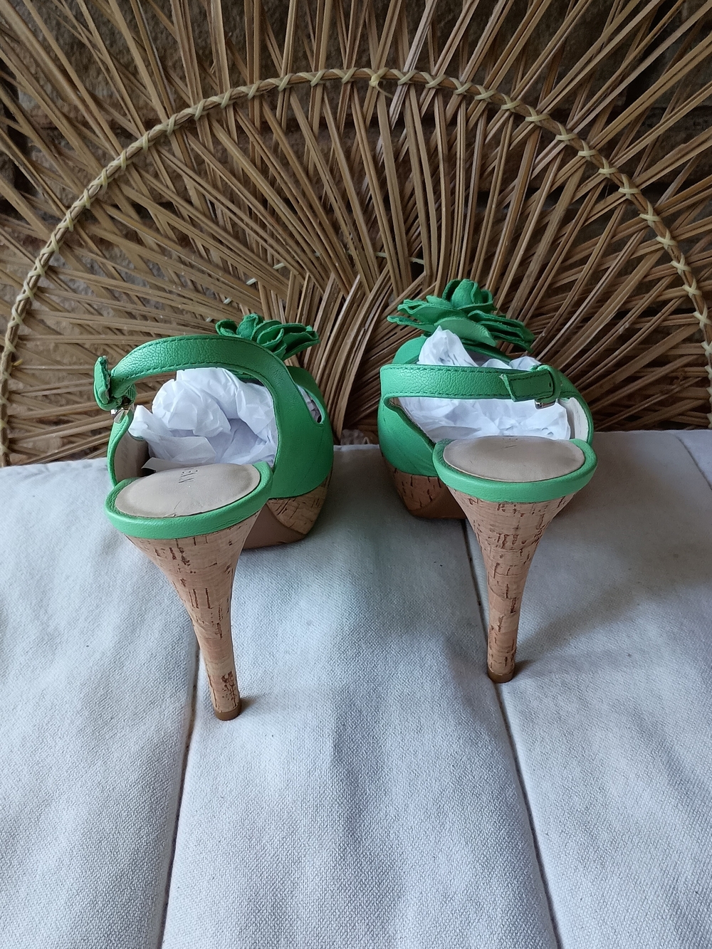 Nine West Bright Green Floral Slingback Heel Sandals_8 - Picture 6 of 8